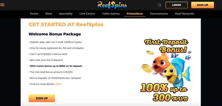 Reef Reels casino bonuses